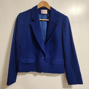 Vintage Pendleton Jacket Women's Blue 100% Wool Tweed Flannel Made in USA Petite